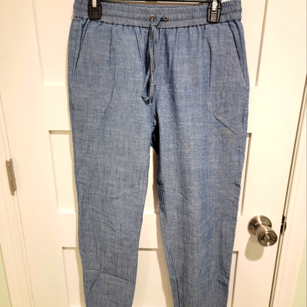 J.CREW Chambray Drawstring Pant Women's Size 2 Echo Blue Wash